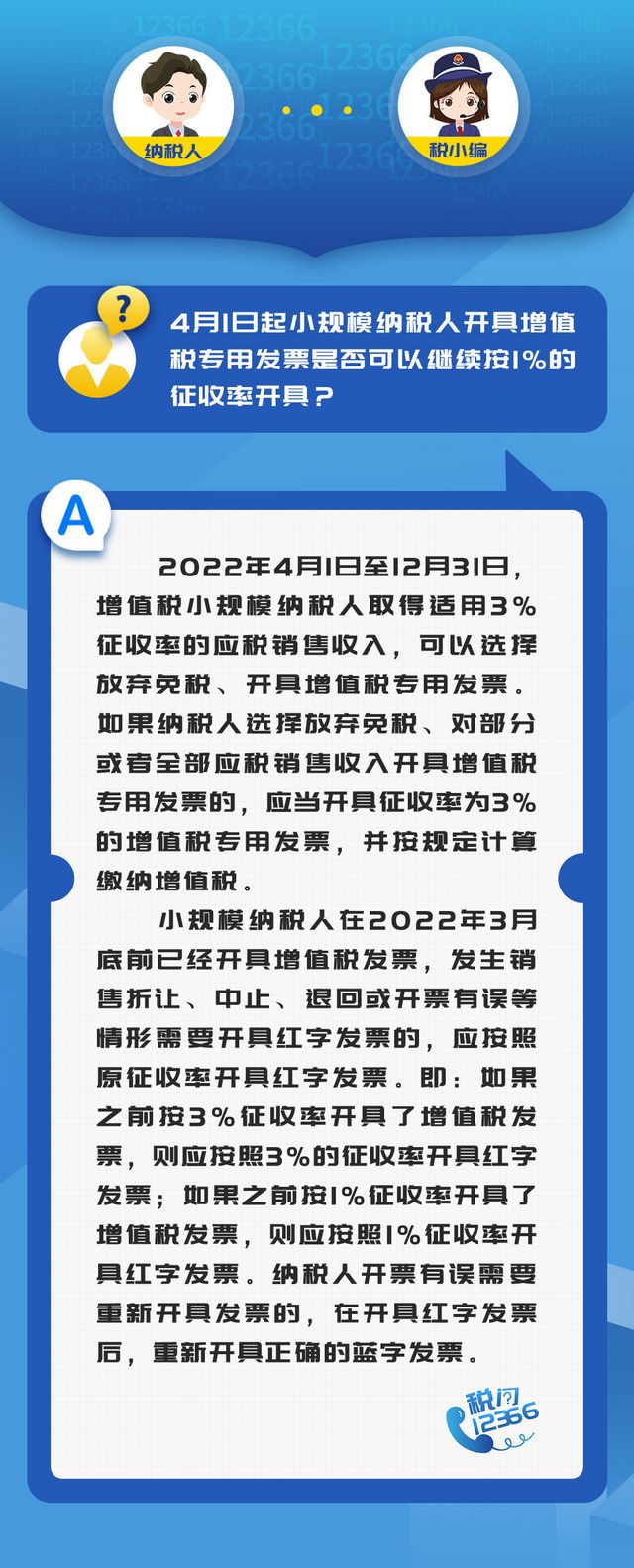 4月1日起小規(guī)模納稅人開專票可否繼續(xù)按1%征收率開具？