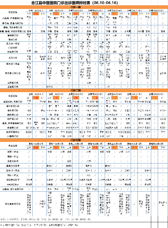 【擴(kuò)散】合江縣中醫(yī)醫(yī)院 6月10日—16日門診坐診信息