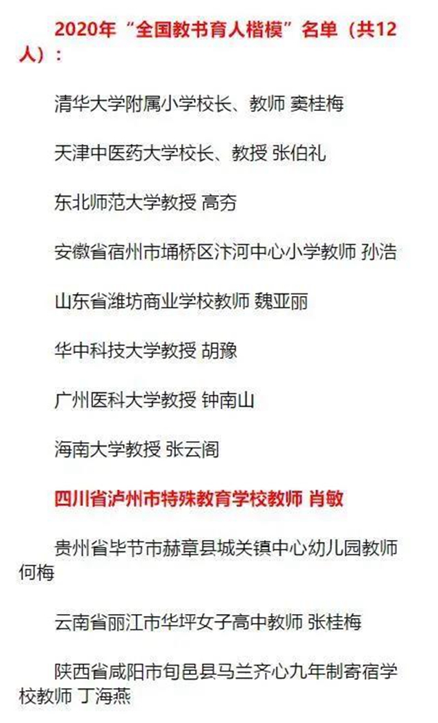 四川唯一！與鐘南山一起，江陽(yáng)教師肖敏獲評(píng)“全國(guó)教書(shū)育人楷?！?圖1)